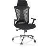 HJH Office sedia professionale per ufficio FALEO B poltrona girevole in tessuto/mesh con supporto lombare, poggiatesta regolabile in altezza, nero 751013
