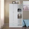 Dmora Armadio Guardaroba A Tre Ante E Due Cassetti Con Barra Appendiabiti, Made In Italy, Cm 90 X 42 X H180, Colore Rovere Sbiancato