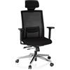 HJH Office 732101 Sedia da Ufficio Ergonomica con Braccioli e Poggiatesta CAPTIVA Poltrona Scrivania Girevole in Rete Traspirante,Tessuto Nero