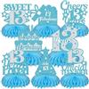 Aumccxz 8 pezzi Centrotavola Happy 13th Birthday Honeycomb, decorazioni di compleanno per ragazzo di 13 anni, in My Official Teenager Era Party Supplies, Cheers to 13 Years Birthday Party Decor Sign Blue