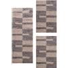 Carpetsale24, Set 3 Tappeti Shaggy Tortora per Camera da Letto - Pelo Lungo, Motivo a Quadri - 2x 60x110 cm + 1x 80x250 cm - Morbidi e Facili da Pulire