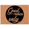 Social crazy Tappeto zerbino personalizzato - GOOD VIBES ONLY - cocco naturale ideale per ingressi (COCCO NATURALE, 60X40 CM)