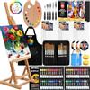 ARTALLY Set di 86 colori acrilici all-in-one con grembiule artistico, cavalletto in legno di faggio, 48 colori acrilici, tele, forniture professionali per adulti, artisti, principianti