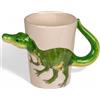 MIJOMA Bicchiere con dinosauro, tazza con manico 3D Velociraptor | In dolomite, circa 300 ml, tazza in ceramica con motivo dinosauro, dipinta a mano