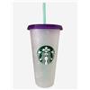 STARBUCKS Tazza fredda riutilizzabile da 24 once che cambia colore viola vortice estate 2022
