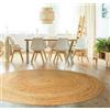 Ripaz Vogue - Tappeto rotondo in juta intrecciato a mano in fibra di juta naturale per soggiorno, corridoio, camera da letto, 300 x 300 cm, colore: Beige
