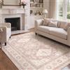 GENIMO - Tappeto Boho Vintage 200x290cm - Lavabile in Lavatrice, Antiscivolo, Pelo Corto - Per Camera da Letto, Soggiorno, Sala da Pranzo - Beige Rosa Antico