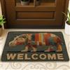Generic Zerbino colorato con ippopotamo di benvenuto, zerbino rustico con animali per ingresso estivo a casa, uso interno ed esterno, tappetino di benvenuto antiscivolo, facile da pulire, 73 x 43 cm
