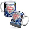 quickgadget Tazza Inter Personalizzata con 2 Foto, Tazza in Ceramica per Tifoso Interista, Idea Regalo Calcio Neroazzurra, Cuore Neroazzurro, Gadget Casa Ufficio Portapenne
