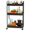 Relaxdays Carrello Relaxdays, 3 Ripiani a Rete, per Cucina, Bagno e Ufficio, 78x43x30 cm, Metallo Nero