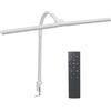 Relaxdays Lampada da scrivania LED con Telecomando e Touch, a Doppia Testa, Morsetto con Collo D'Oca, Bianca 75.5x80x5.5