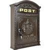 Relaxdays Cassetta delle Lettere, HLP: 44,5 x 31 x 9,5 cm, Design Antico con Scritta "Post", Ampia Casella, Vari Colori