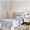 Italian Bed Linen COMPLETO LETTO SINGOLO NO STIRO KARMA - Prodotto in Italia - Microfibra - Sopra 150x270 cm, Sotto 90x200 cm con Angoli Elastici di 25 cm, Federa 50x80 cm - FUN BLU