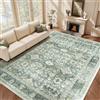 HOMFINE Tappeto Salotto Vintage Verde 200x300 cm - Lavabile in Lavatrice Antiscivolo Pelo Corto Morbido Grande per Camera da Letto Soggiorno Sala da Pranzo