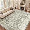 HOMFINE Grigio Tappeto Salotto Vintage 200x300 cm - Lavabile in Lavatrice Antiscivolo Pelo Corto Morbido Grande per Camera da Letto Soggiorno Sala da Pranzo