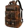 american blue Zaino in pelle per uomo e donna, vintage, borsa per laptop, multi tasche, zaino da viaggio casual, marrone