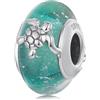 ShiYu Ciondolo in vetro di Murano per braccialetti Pandora, in argento Sterling 925, con perla verde, regalo per mamma e fidanzata