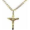 PEGASO GIOIELLI Collana da Uomo in Oro Giallo 18kt (750) Catena Cm 50 Pendente Religioso Croce Cristo Smussata