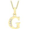 CARISSIMA Pendente con iniziale G in zirconia cubica su collana in oro giallo 9 ct con catena a curb diamantata di 46 cm/18 pollici