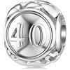 DALARAN Charm in argento Sterling per Pandora 16, 18, 21°, 30°, 40°, 50°, 60° compleanno, con cuore dorato, Oro bianco Argento sterling, Nessuna pietra preziosa