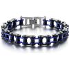 COOLSTEELANDBEYOND Classico - Bracciale da Uomo, Catena di Bicicletta, Acciaio Inossidabile, Argento Nero Blu Scuro, Lucidato a Specchio