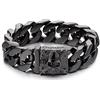 COOLSTEELANDBEYOND Uomo Grande Acciaio Inossidabile Barbozzale Bracciale con Fleur de Lis e Cranio, Gotico Biker, Lucidato