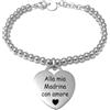 amorili Bracciale Madrina con Frase Dedica in Acciaio Inox | Idea Regalo Madrina Battesimo Cresima | Braccialetto Donna Inciso Elegante e Resistente bcc3014