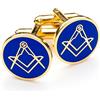 The Masonic Collection - Gemelli da uomo quadrati e bussola, blu e oro, forniti in scatola per gemelli/sacchetto di velluto, regali massoni di qualità per uomini, Oro