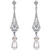 Clearine - Orecchini pendenti Art Deco vintage con perle finte e cristalli ornati su basi a frizione, bigiotteria da sposa, orecchini e argento