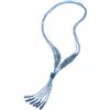 COOLSTEELANDBEYOND Boemo Chic Collana Lariat Statement Collana Frangia Nappa Pendente Pastello Blu Cristallo Perle Tre Filoni Lunga Catena