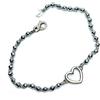 Spadarella Gioielli SPADARELLA BRACCIALE CON EMATITE DA 3 MM,NODINI COTONE NAUTICO GRIGIO CHIARO E CUORE DI 1 CM CENTRALE IN ARGENTO 925. SPBR319 17 CM