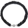 COOLSTEELANDBEYOND Statement Pendente Multi Strati Perline Cristallo Intrecciato Catena Girocollo Choker Fermoir Magnétique