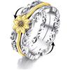 POPLYKE Anelli Fidget Girasole per Ansia 925 Sterling Silver Spinner Anelli per Le Donne Anti Stress Anelli Dell'umore Regali