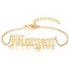Lovejewellery Cavigliera/Bracciale con Nome Personalizzato Bracciale Donna in Argento 925 con Nome Cavigliera Lunghezza Opzionale Argento/Oro rosa/Oro Regalo per Donna Fidanzata Madre (Stile 2)