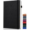 GDMLUP Bullet Journal Dotted - A5 Dotted Journal 140GSM Carta, Taccuino Puntinato con 152 Pagine, Tasca Posteriore, Supporto Penna, Hardcover Dot Notebook per la Pianificazione, Note, Studio, Nero