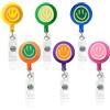 Eunoir Porta badge da infermiera con faccine colorate, con clip retrattile, accessori per infermieri, per ufficio, scuola, ospedale, insegnanti, 6 pezzi