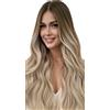 LaaVoo Genius PU Trama Extension Capelli Veri Biadesivo Balayage Marrone Chiaro a Biondo Sporco e Biondo Platino 40cm 90g 4pcs,Capelli Remy,Setosi e Lucenti,Look alla Moda #8-18-60