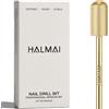 HALMAI Safety Nail Drill Bits, 3/32 Beginners Drill Bits,Suitable for Manicure Pedicure Cuticle Gel Polishing (Gold-Large Barrel Smooth Top Bit-F)