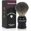 tonhawness Pennello da barba con setole di tasso puro, manico ergonomico realizzato in legno, per rasatura bagnata, pennello da barba naturale per uomo