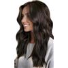 LaaVoo Genius PU Trama Extension Capelli Veri Biadesivo Marrone Moka 55cm 120g 4pcs, Capelli Remy Lisci, Volume Extra, per Serate Eleganti e Matrimonio #1C