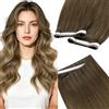 LaaVoo Extension Capelli Veri Biadesivo Genius PU Trama Marrone a Marrone Chiaro a Biondo Scuro 60cm 50g 1pcs,Capelli Remy,Pienezza Naturale,Capelli Finissimi #6-8-14