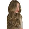 LaaVoo Genius PU Trama Extension Capelli Veri Biadesivo Marrone a Marrone Chiaro a Biondo Scuro 55cm 120g 4pcs,Capelli Remy,Volume Extra,Serate Eleganti e Matrimonio #6-8-14