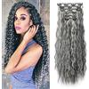 Cybelleza 50cm Extension Capelli Clip Mossi 6PCS Extension a Clip Posticci per Capelli Sintetici Ondulati Naturale Clip in Hair Extensions Ricci per Donna, Nero & Biondo
