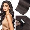 LaaVoo Extension Capelli Veri Biadesivo Genius PU Trama Marrone Moka 50cm 120g 4pcs, Capelli Remy, Lunga Durata, per Cerimonie Importanti #1C