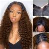 CLASSINE Parrucca Donna Capelli Veri Umani Water Wave V Part Human Hair Wig #4 Brown Upgrade U Part Wig Glueless Curly Wigs 22 Inch