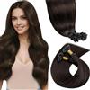LaaVoo Extension Capelli Veri Cheratina Castano Scuro 40cm 40g 50 Ciocche, Nail Tip pre bonded, Leggeri e Morbidi, Capelli Remy Umani, per Ufficio e Quotidiano #2