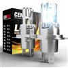 Cenmoll Lampadine H4 Led Auto, 110 W, 30.000 Lm, 6.000 K (Bianco Freddo) Angolo Del Fascio Regolabile A 360 Gradi 12 V, 24 V 500% Più Luminosa Lampadine Led H4 9003 HB2 Senza Errori CAN-BUS Kit, 2 Pz