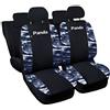 Lupex Shop Copri-sedili Auto Compatibili Panda Terza Serie Metano Versione Intera | Nero Mimetico Blu | Set Copri-Sedile Anteriori e Posteriori | Logo Ricamato | Airbag Compatibile | Accessori Auto
