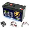 Yhytgbhk Batteria al litio LiFeP04 da 12 V 60-150 Ah con BMS integrato for applicazioni di ricarica solare, fishfinder, campeggio all'aperto, marine e fuori rete(12V 150Ah)