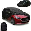 Generico Telo Copriauto da Esterno Estivo su Misura per Mazda 2 (2002-2024) Copertura Esterno Modello Specifico con Cerniera Lato Guida Cinghie Regolabili Tasche Specchietti(Nero)